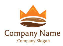 Abstract logo depicting mountains and a river in orange and brown colors.