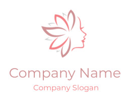 Abstract logo featuring a face silhouette combined with floral pink petals.
