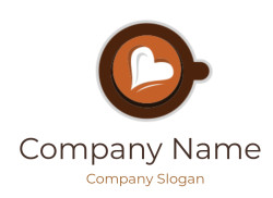 Top view of a coffee cup with heart-shaped latte art.