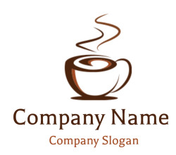 Illustration of a stylized coffee cup with rising steam.