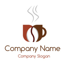 Illustration of red and brown coffee cups with steam rising.