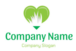 Green heart shape with abstract white and green design elements.