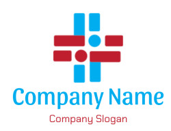 Red and blue abstract medical cross logo design.