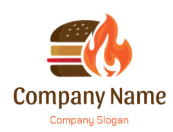 Icon of a burger accompanied by flames, symbolizing spicy food.