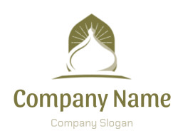 Elegant icon featuring the silhouette of a mosque dome with a golden design.