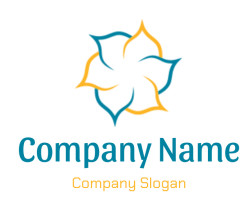 Abstract star-shaped logo featuring intertwined teal and yellow colors.