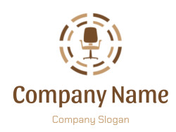 Brown office chair with a surrounding geometric circular pattern.