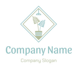 Minimalist botanical illustration with abstract leaves in a geometric frame.