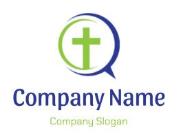 A Christian symbol featuring a green cross within a circular design.