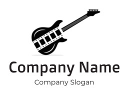 Vector illustration of a stylized black electric guitar.