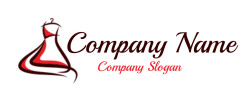 Stylized red and black dress logo design.