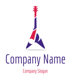 Abstract illustration of a red and purple electric guitar.
