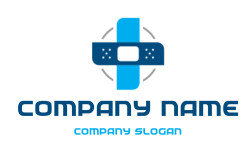 Minimalist blue and white cross-platform icon with circular design elements.