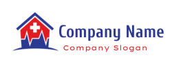 Healthcare-themed logo featuring a house with a red cross symbol.