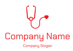 Red stethoscope with a heart-shaped tube end symbolizing healthcare.