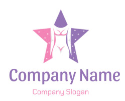 Abstract logo featuring a star with pink and purple sections and a feminine silhouette in the center.