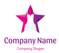 Illustration of a white dress with a pink and purple star background.