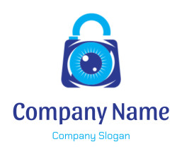 Illustration of a blue padlock with an eye design, symbolizing security.
