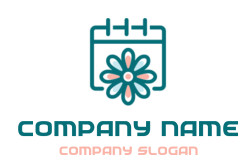 Illustration of a calendar icon with a stylized flower design.