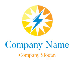 Circular logo with a blue lightning bolt and colorful segments in orange and yellow.
