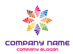 Abstract geometric star pattern with colorful triangle segments forming a star shape.