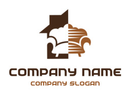 Artistic logo featuring a couch and house combined in brown tones.