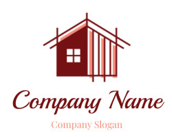 Illustration of a simple red house icon with linear details.