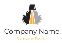 Stylized logo of two pelicans in yin yang design with black, gray, and orange colors.