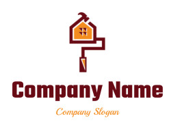 Logo featuring a house with a window and a key-like design incorporating a door and hammer.