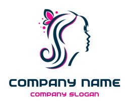 Stylized silhouette of a woman with a floral design and pink accents.