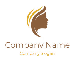 Stylized silhouette of a profile with flowing hair in brown and yellow tones.