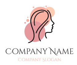 Abstract line art of a female profile with overlapping geometric circles in the background.