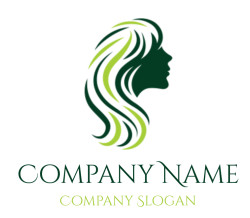 Abstract silhouette of a woman with green flowing hair in profile view.