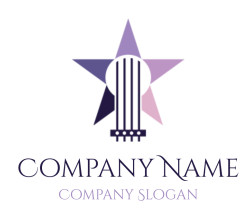 Abstract logo featuring a stylized star with a guitar design in purple shades.
