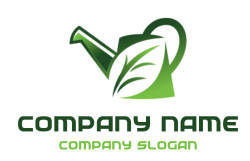 Logo featuring a green watering can intertwined with a leaf design.