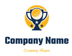 Golf trophy icon with a circular pattern of dots and stars.