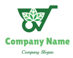 Eco-friendly green shopping cart icon with leaf design.