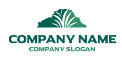 Abstract green plant logo with stylized foliage design.