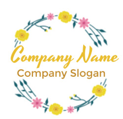 beauty logo floral wreaths with bright flowers