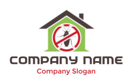 pest control logo house with dead cockroach