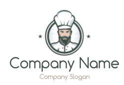 restaurant logo chef with beard wearing hat