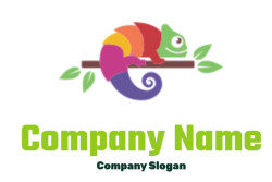 animal logo image smiling chameleon reptile