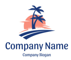 travel logo driveway with sun and palm trees