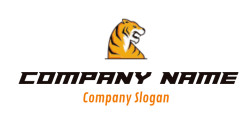 illustrative logo tiger growling looking sideway