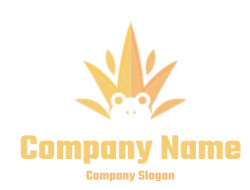 animal logo negative space frog on leaves crown