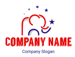 political logo red and blue elephant with stars