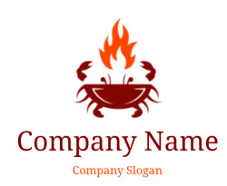 Make a seafood restaurant logo crab flames