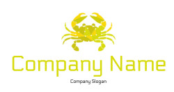 seafood restaurant logo crab with claws in front