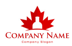 liquor store logo bottle in maple leaf