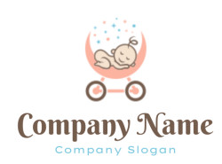 childcare logo sleeping child in moon stroller